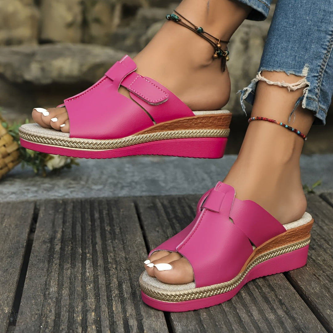Damen Comfortable Sandals Keilabsatz Klettverschluss Offene Zehen