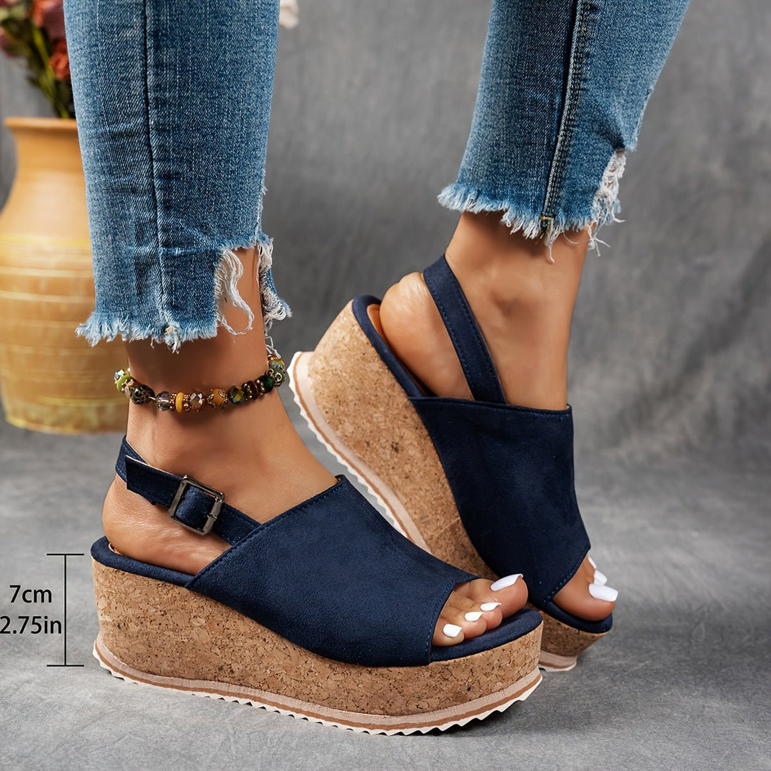Damen Comfortable Sandals Keilabsatz Leopardenmuster Verstellbare Schnalle