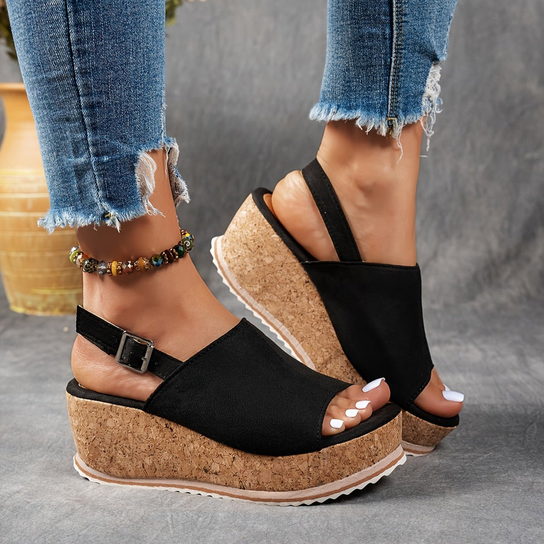 Damen Comfortable Sandals Keilabsatz Leopardenmuster Verstellbare Schnalle