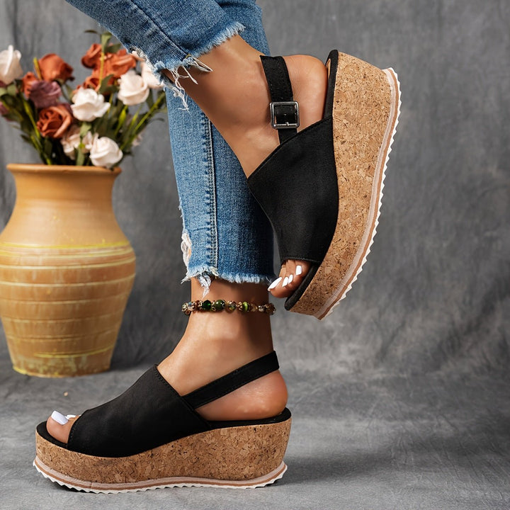 Damen Comfortable Sandals Keilabsatz Leopardenmuster Verstellbare Schnalle