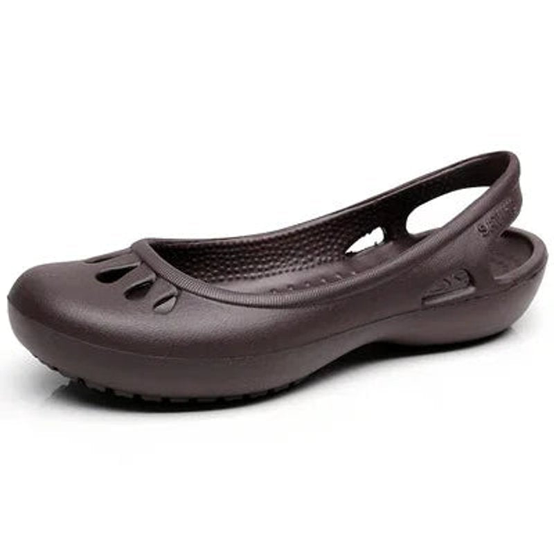 Damen Comfortable Sandals Leichte Jelly-Flats Slingback Ausschnitt - Coffee