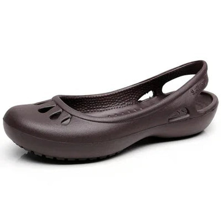 Damen Comfortable Sandals Leichte Jelly-Flats Slingback Ausschnitt - Coffee
