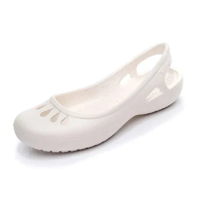 Damen Comfortable Sandals Leichte Jelly-Flats Slingback Ausschnitt - White