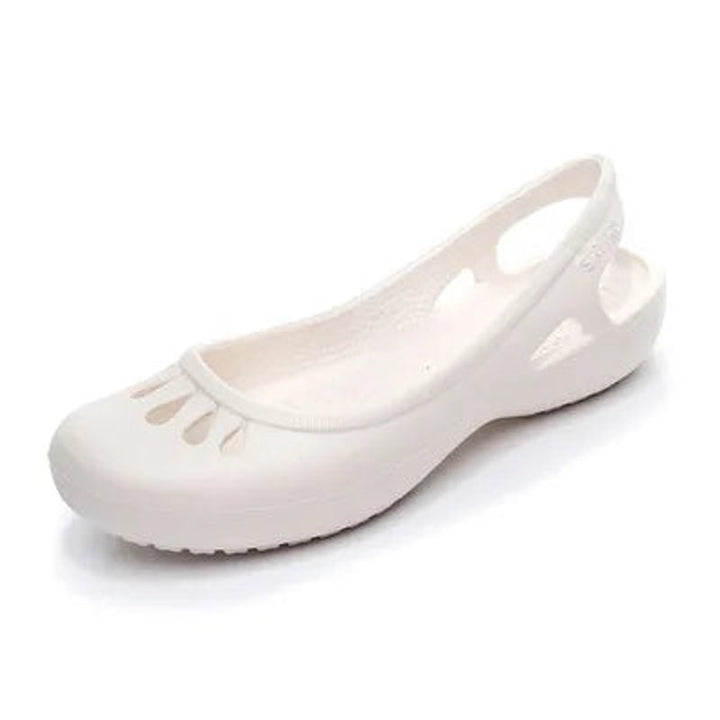 Damen Comfortable Sandals Leichte Jelly-Flats Slingback Ausschnitt - White