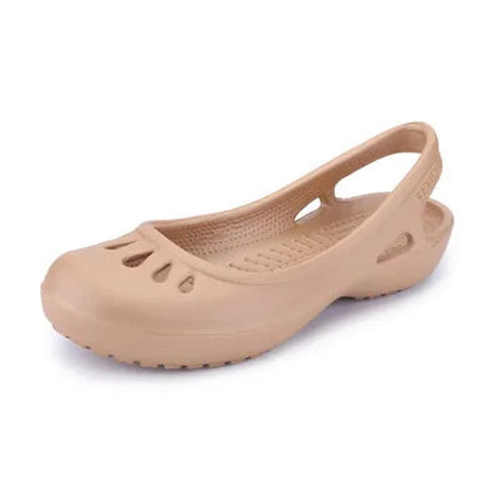 Damen Comfortable Sandals Leichte Jelly-Flats Slingback Ausschnitt - Khaki