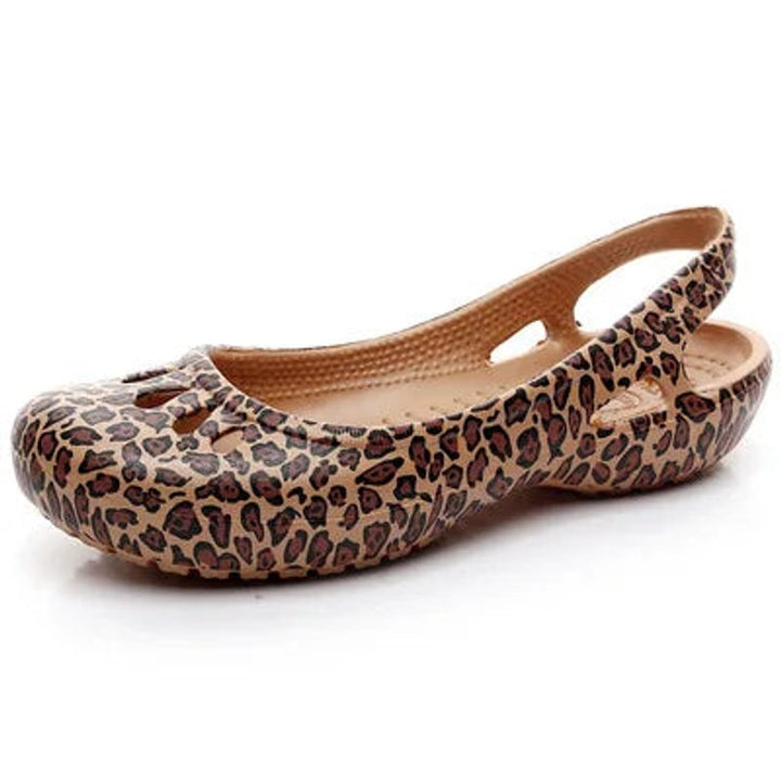 Damen Comfortable Sandals Leichte Jelly-Flats Slingback Ausschnitt - Leopard