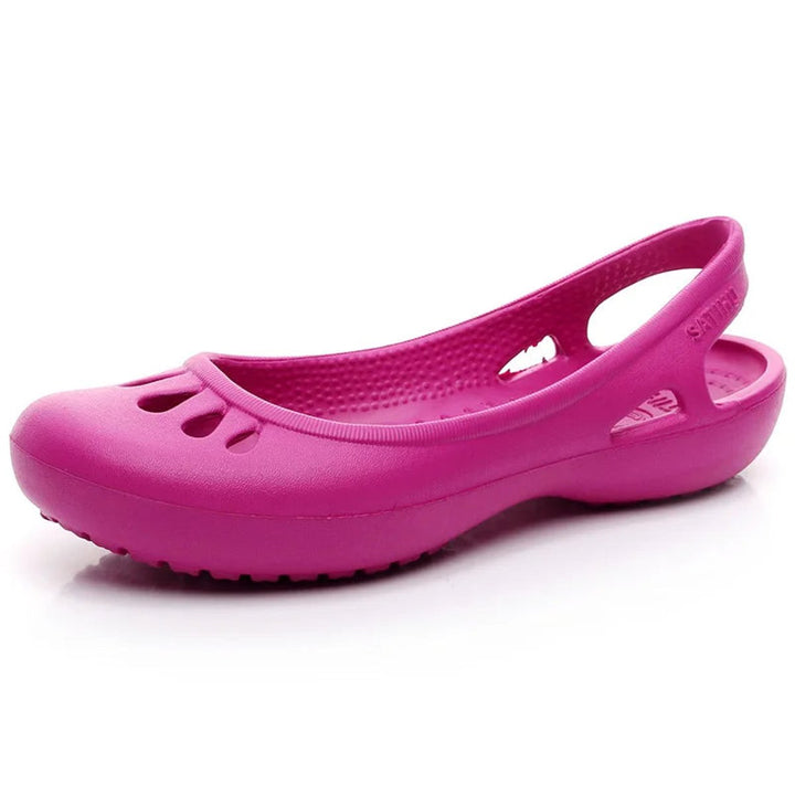 Damen Comfortable Sandals Leichte Jelly-Flats Slingback Ausschnitt - Rose Red