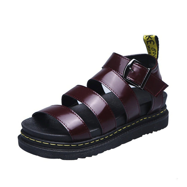 Damen Comfortable Sandals Plateau Riemchensandalen Schnallenverschluss - Red