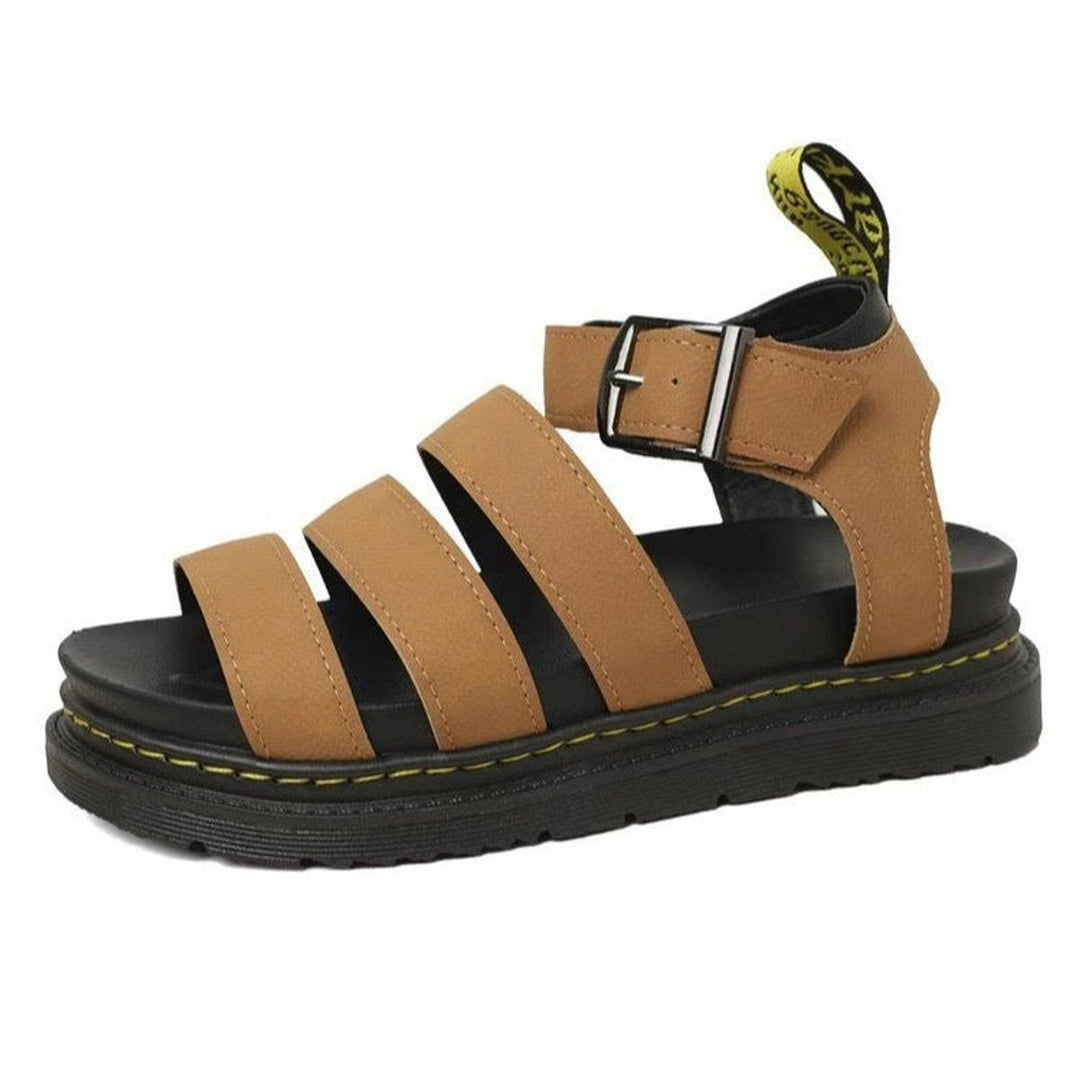 Damen Comfortable Sandals Plateau Riemchensandalen Schnallenverschluss - Brown