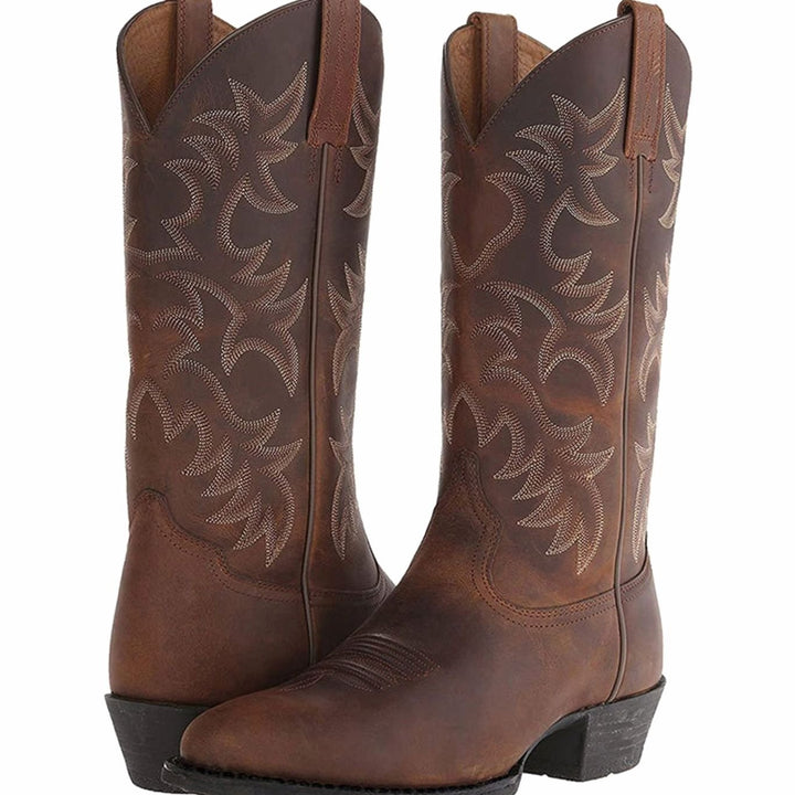 Damen Cowboyboots klassische Stiefel mit Western-Stickerei