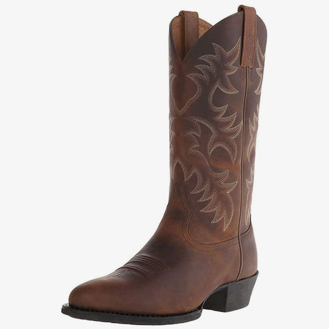 Damen Cowboystiefel mit Western-Stickerei Blockabsatz