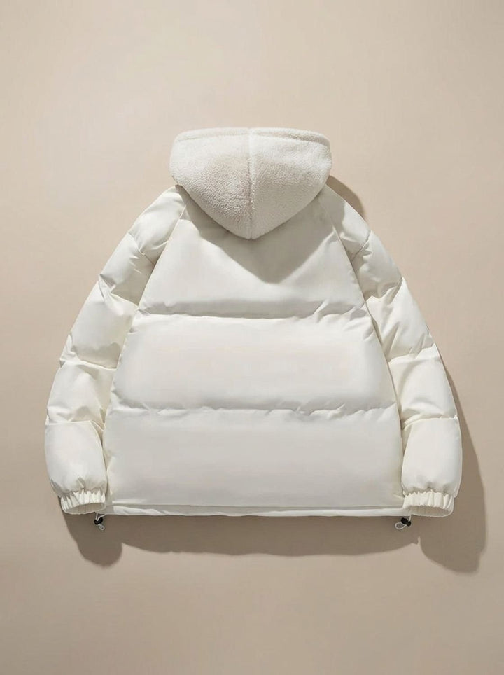 Damen Daunenjacke mit Kapuze Sherpa-Fleece-Futter Winterjacke