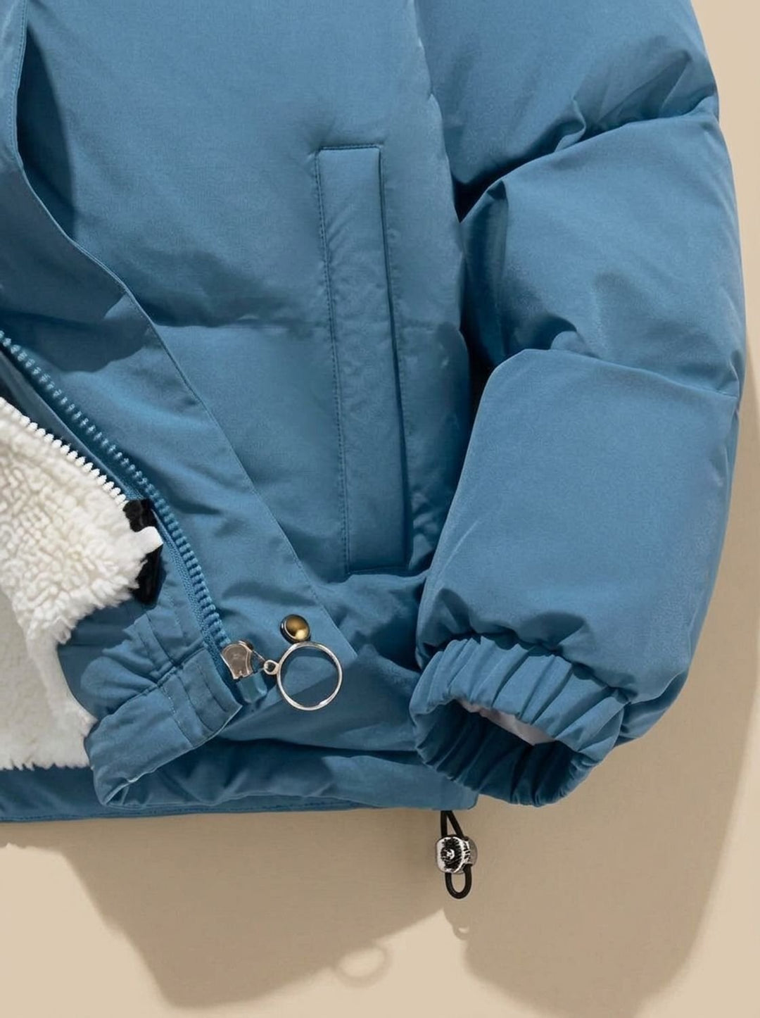 Damen Daunenjacke mit Kapuze Sherpa-Fleece-Futter Winterjacke