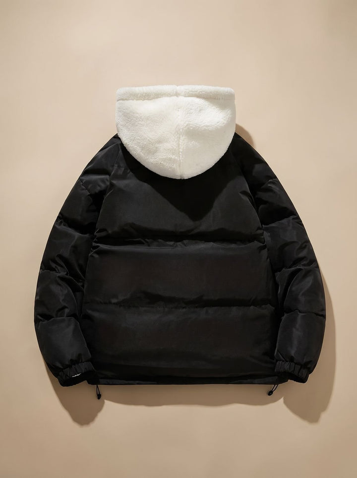 Damen Daunenjacke mit Kapuze Sherpa-Fleece-Futter Winterjacke