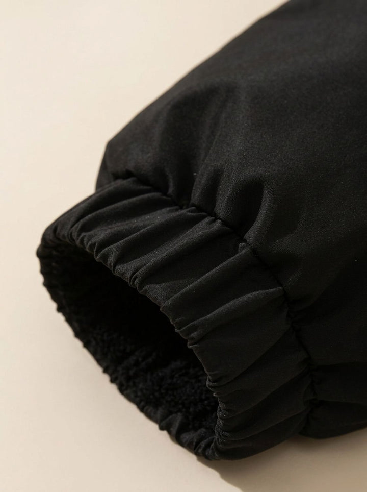 Damen Daunenjacke mit Kapuze Sherpa-Fleece-Futter Winterjacke