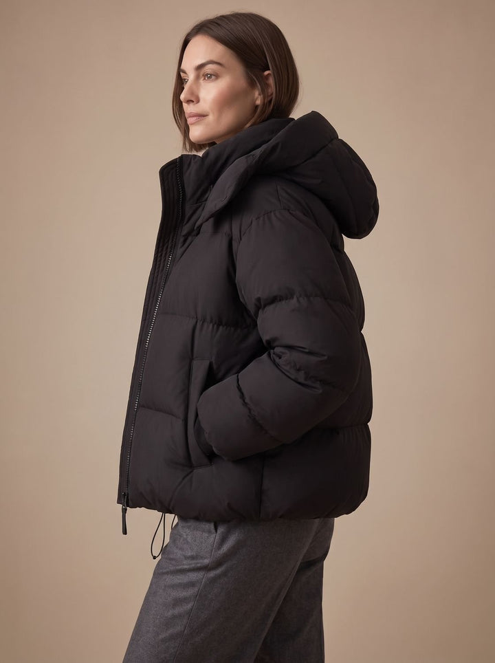 Damen Daunenjacke Oversize Kapuze Kurzjacke Winter