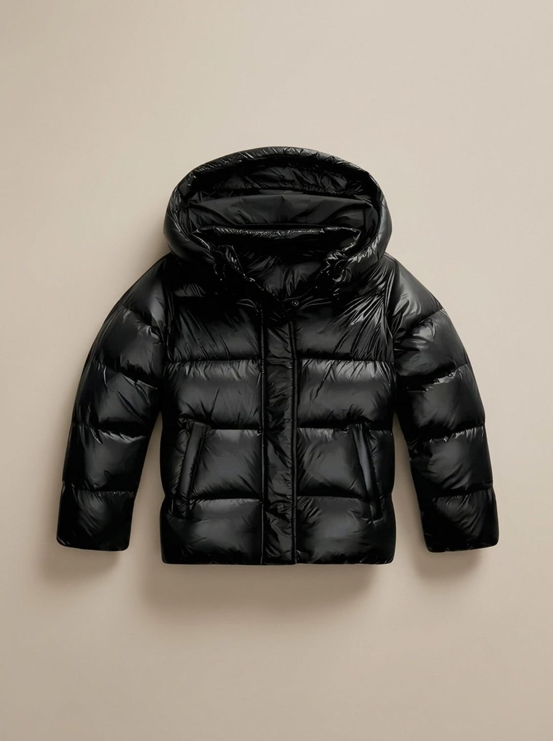 Damen Daunenjacke Puffer Jacke mit Kapuze Glänzend Loose-Fit