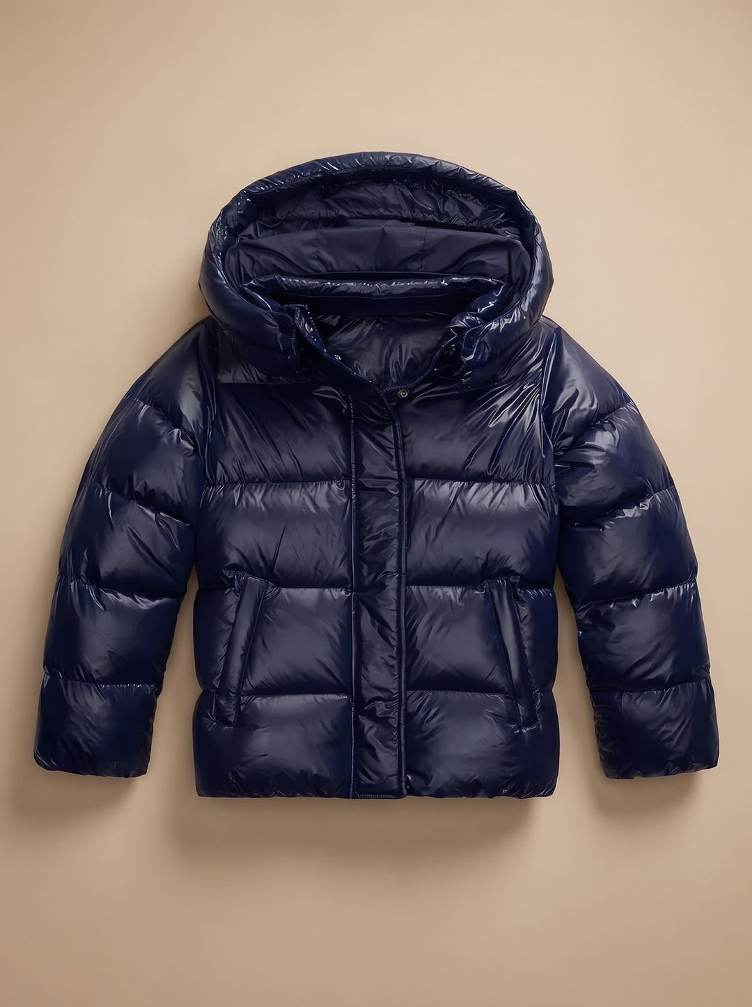 Damen Daunenjacke Taillierte Kapuzen-Pufferjacke Winterjacke - Blau