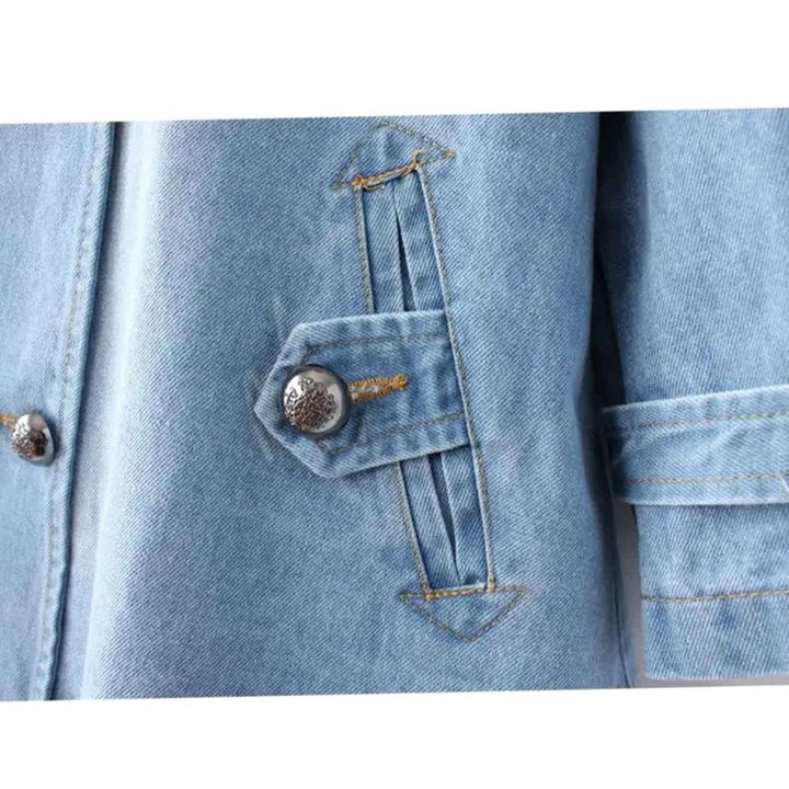 Damen Denim-Cape-Mantel Oversized Doppelknopf Vintage-Wash