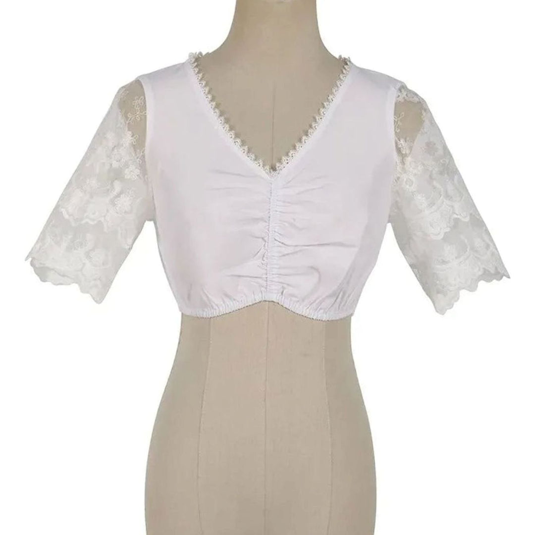 Damen Dirndl 3-teiliges Set mit Blumenstickerei Schnürung