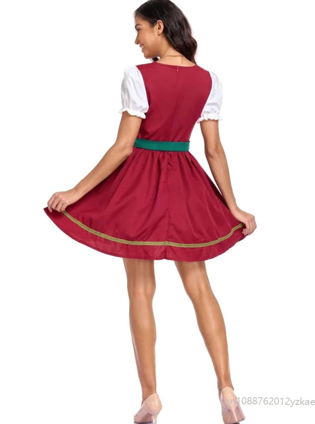 Damen Dirndl Minikleid Schnürung Schürze Oktoberfest Kostüm