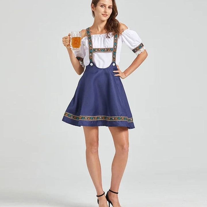 Damen Dirndl-Set Carmenbluse mit Träger bestickt Oktoberfest