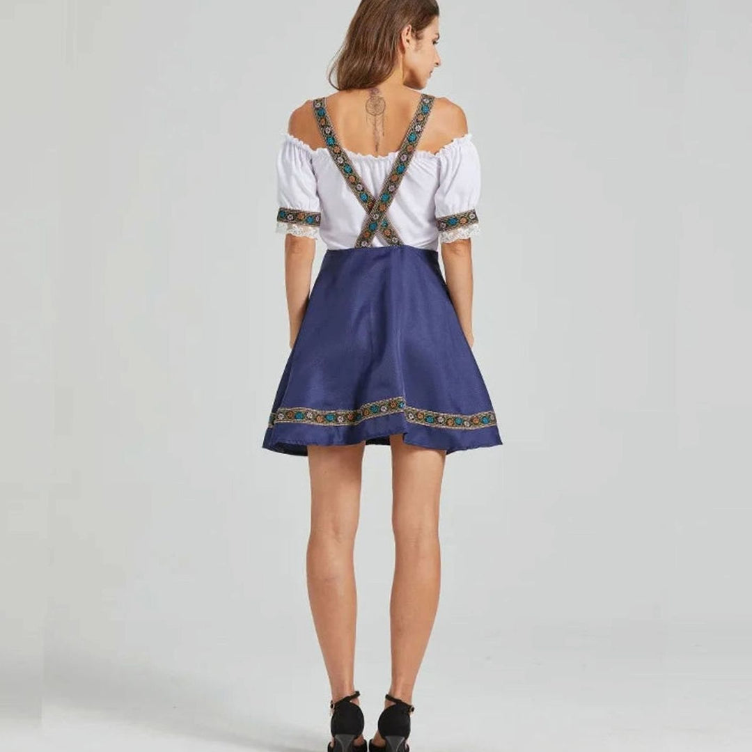 Damen Dirndl-Set Carmenbluse mit Träger bestickt Oktoberfest