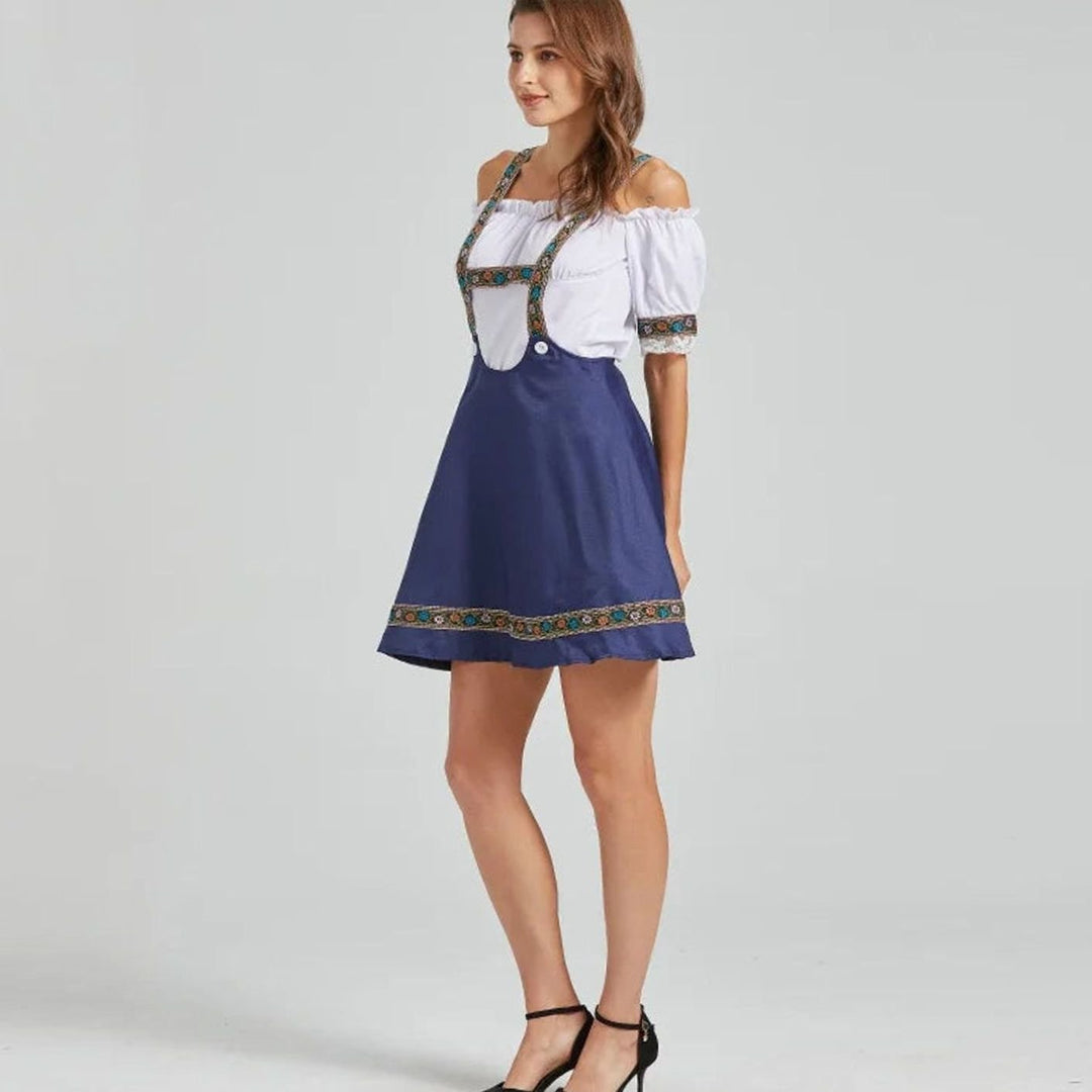 Damen Dirndl-Set Carmenbluse mit Träger bestickt Oktoberfest