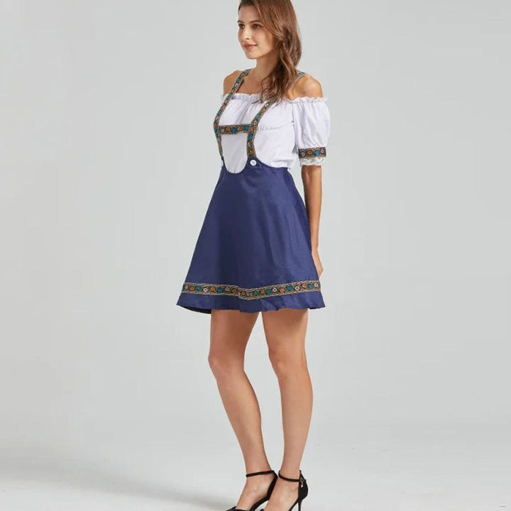 Damen Dirndl-Set Carmenbluse mit Träger bestickt Oktoberfest