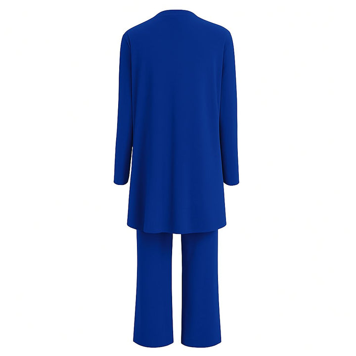 Damen Dreiteiliges Longline-Cardigan Tank-Top Weite Hosen Set