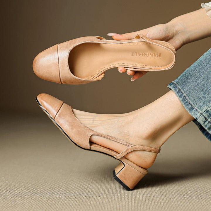 Damen Echtleder Slingback-Pumps mit Mandelspitze - Apricot