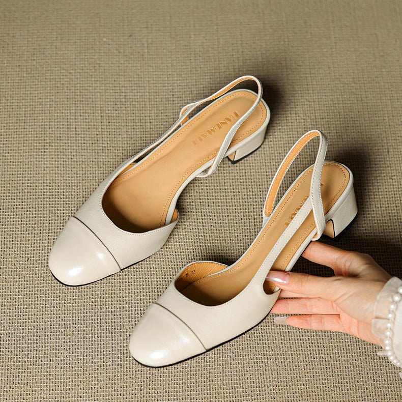Damen Echtleder Slingback-Pumps mit Mandelspitze