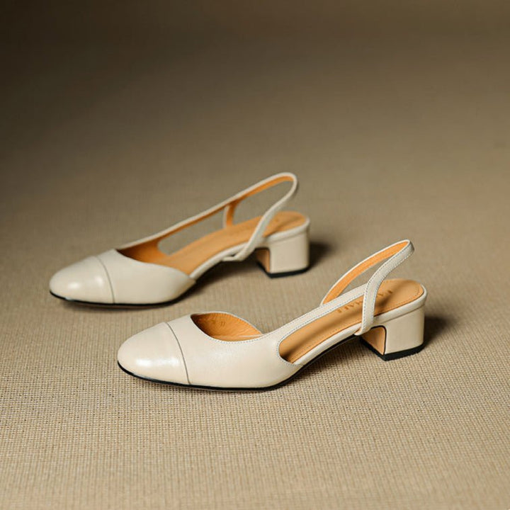 Damen Echtleder Slingback-Pumps mit Mandelspitze