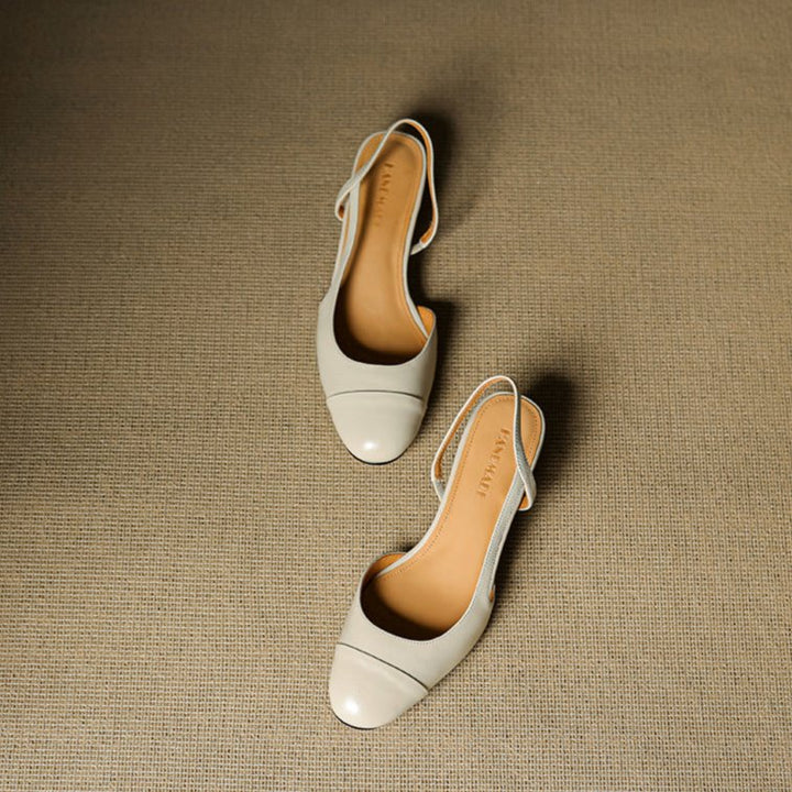 Damen Echtleder Slingback-Pumps mit Mandelspitze