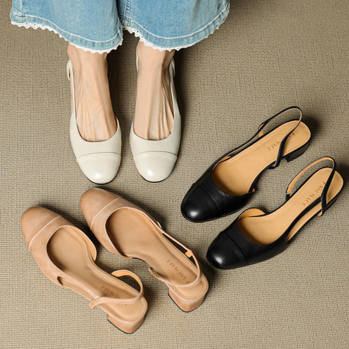 Damen Echtleder Slingback-Pumps mit Mandelspitze