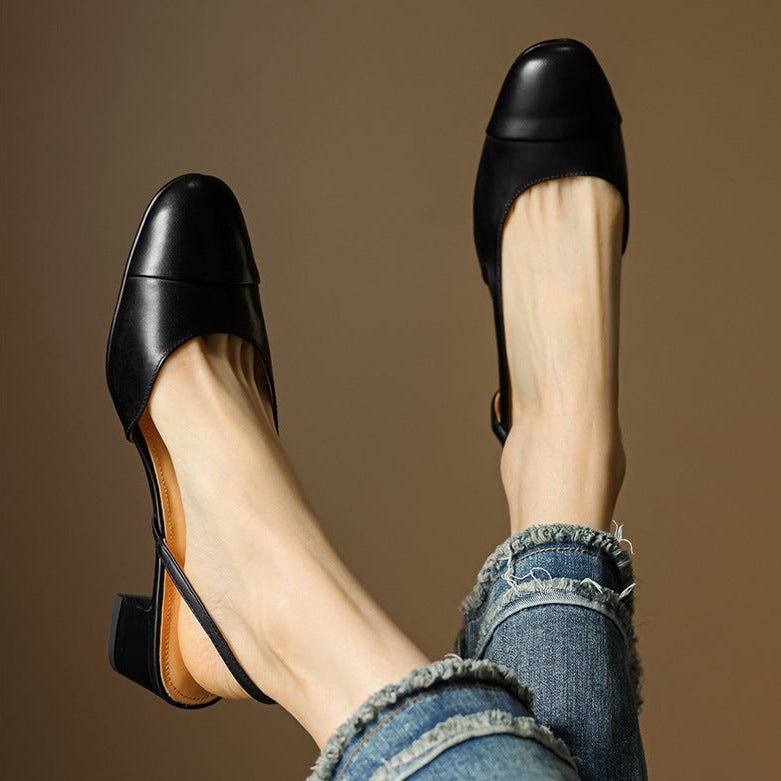 Damen Echtleder Slingback-Pumps mit Mandelspitze