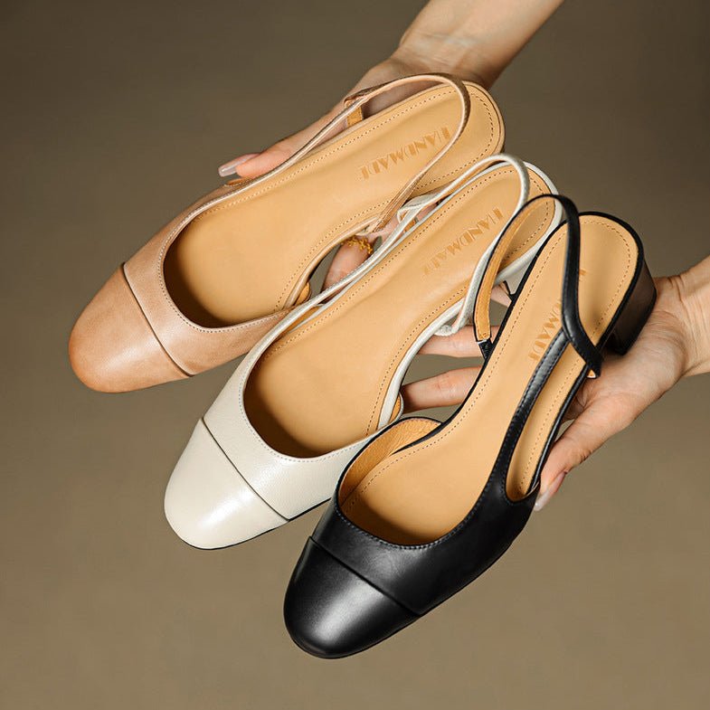 Damen Echtleder Slingback-Pumps mit Mandelspitze