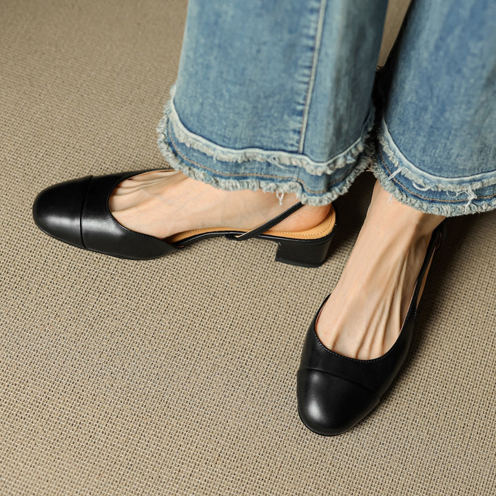 Damen Echtleder Slingback-Pumps mit Mandelspitze