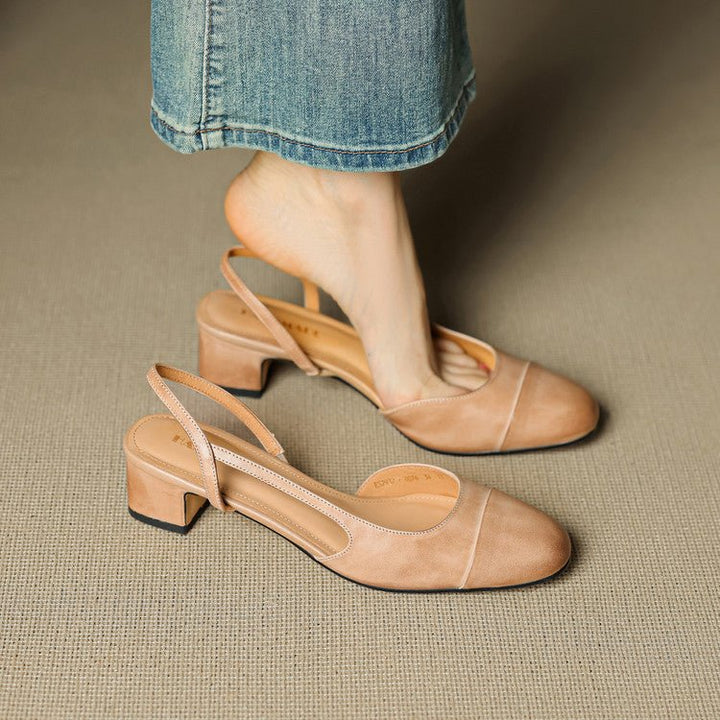 Damen Echtleder Slingback-Pumps mit Mandelspitze