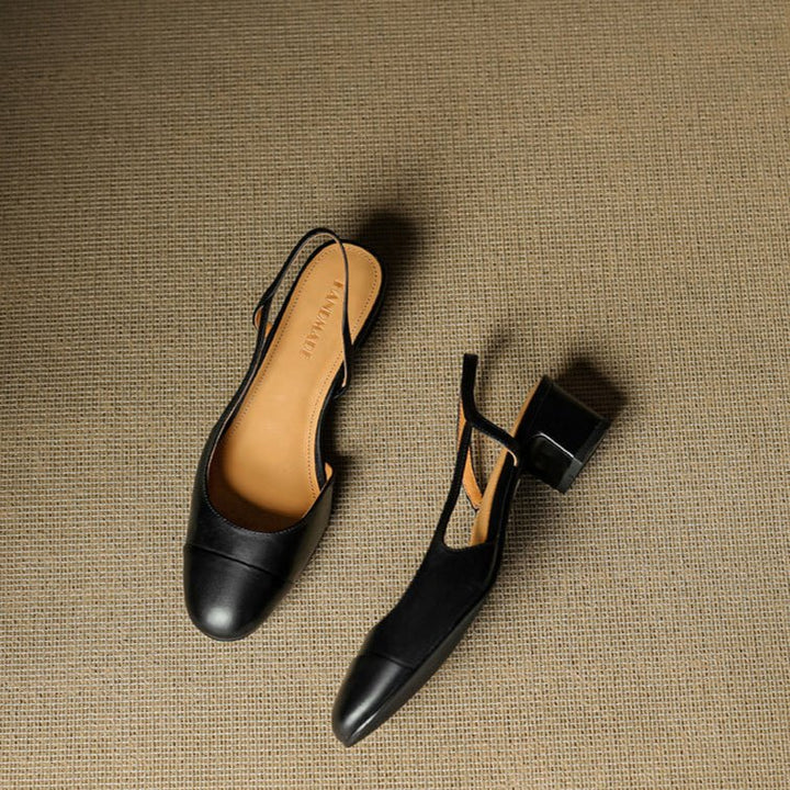 Damen Echtleder Slingback-Pumps mit Mandelspitze