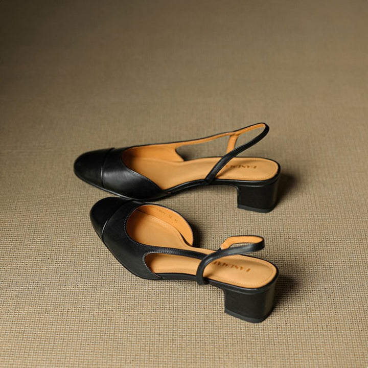 Damen Echtleder Slingback-Pumps mit Mandelspitze