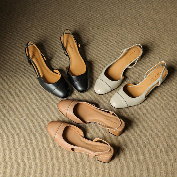 Damen Echtleder Slingback-Pumps mit Mandelspitze