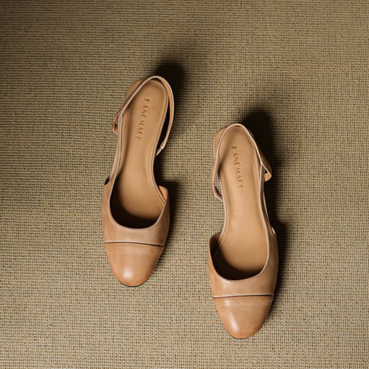 Damen Echtleder Slingback-Pumps mit Mandelspitze