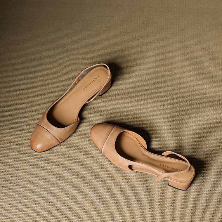 Damen Echtleder Slingback-Pumps mit Mandelspitze