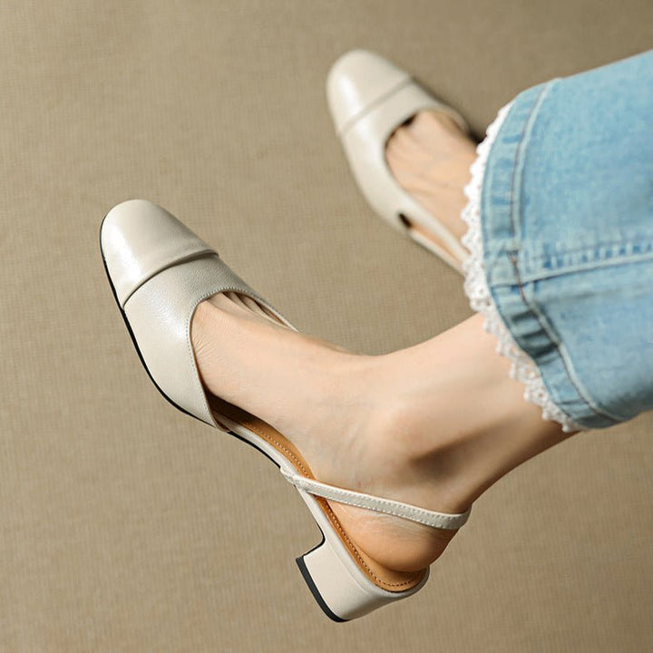 Damen Echtleder Slingback-Pumps mit Mandelspitze