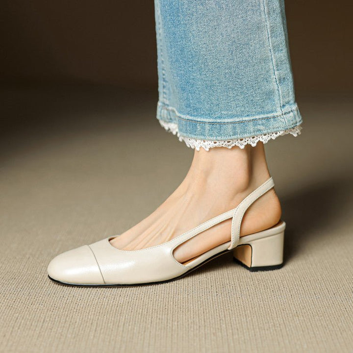 Damen Echtleder Slingback-Pumps mit Mandelspitze - Beige