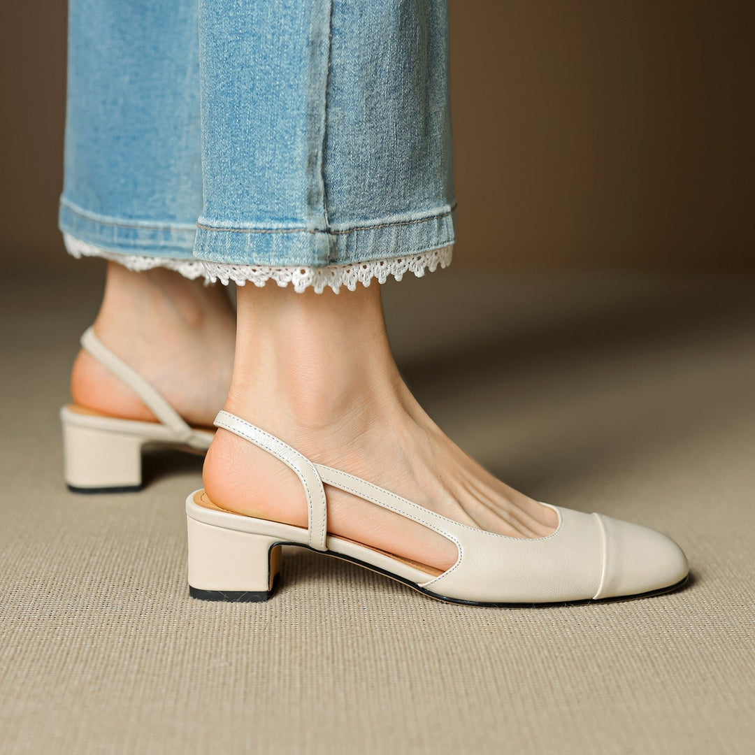 Damen Echtleder Slingback-Pumps mit Mandelspitze