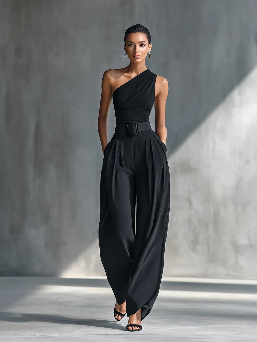 Damen Einteiliger Strick-Top Wide-Leg-Hosen-Set