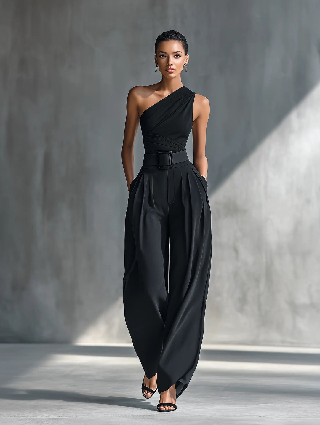 Damen Einteiliger Strick-Top Wide-Leg-Hosen-Set