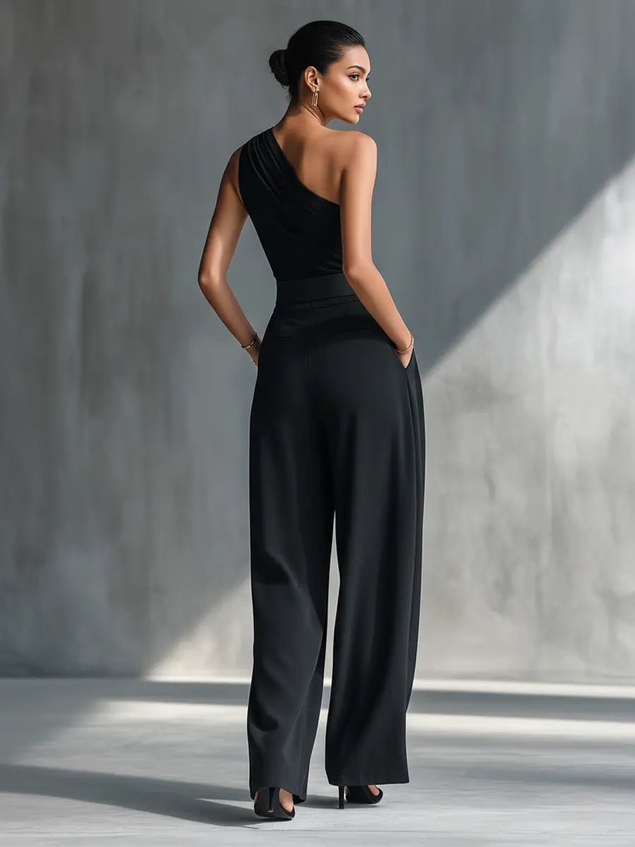 Damen Einteiliger Strick-Top Wide-Leg-Hosen-Set